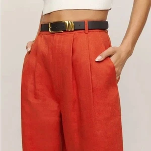 Reformation Pants Womens Size 2 Wide Leg Linen Rise Professional Beachy Coastal - Picture 1 of 9