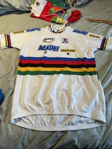 CAMISETA DE BICICLETA DEPORTIVA DE COLECCIÓN AÑOS 90 MAPEI UCI Rainbow Copa del Mundo XXXL Quickstep - Imagen 1 de 10