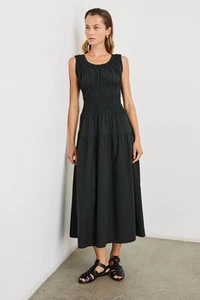 Rails Black Large Anastasia dress Black New! Poplin Ruched Bodice Classic  - Picture 1 of 6