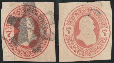 USA 1870, U88 stationery envelope 7C. vermillion, cut square, OFFSET on reverse - Image 1 of 3