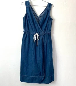 Tommy Hilfiger Large Blue Denim Sleeveless V-Neck Mini Wrap Dress size Large - Picture 1 of 6