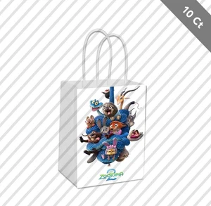 10 Zootopia Party Gastgeschenk Goodie Label weiß Kraftbeutel Tier Offizier Stadt - Bild 1 von 2