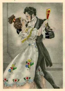 ROMANTISCH TANZENDES PAAR - Umberto BRUNELLESCHI - 1947 -Pochoircoloriert - Picture 1 of 1