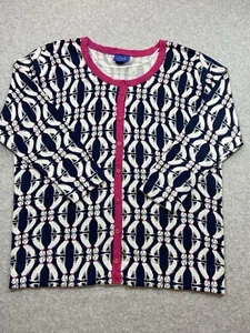 Le Tigre Sweater Womens Size Large Blue Dog Cardigan Soft Casual Fun Art - Picture 1 of 9