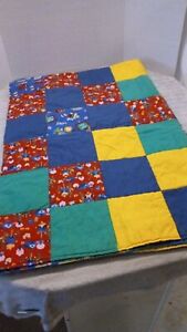 Handmade Block QUILT Blanket 41"x62" PROJECT LINUS ~ Prinary Colors ~ Pre-Owned 