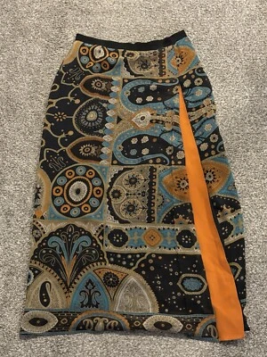 Falda midi de seda Etro patrón multicolor para mujer talla EU 44 EE. UU. mediana Foto 1 de 4