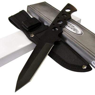 Rite Edge Midnight OPS Combat Hunting Knife w/ Sheath 8 3/4" Ov - Tactical Black - Image 1 of 4