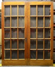 60"x79" Pair Antique Old Vintage French Double Wood Interior Doors Windows Glass