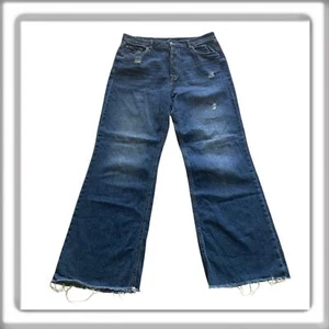 AERO High Rise Wide Leg Jeans Denim Button Fly Distressed ausgefranster Saum Gr. 16 - Bild 1 von 10
