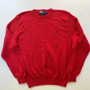 Vtg Polo Ralph Lauren Sweater Mens XL Red Knit Pullover Preppy Blue Pony - Picture 1 of 7