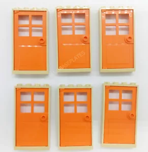 LEGO 6 x TAN DOOR FRAMES AND 6 x ORANGE DOORS (1x4x6 pin) - Brand New - Picture 1 of 4