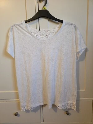 Marks And Spencer Indigo Size 14 White Lacy T Shirt - Image 1 of 2