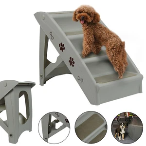 4 Step Haustiertreppe mit Teppich 75KG Hundetreppe kleine Hunde Aufstiegshilfe - Bild 1 von 13