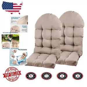 High-Back Rocking Chair Cushion Set of 2 - Comfortable 4" Thick Beige Cushions - Picture 1 of 8