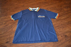 K8- Vintage Liki Liki Honolulu Hawaii Navy Blue Rainbow Polo Shirt Size Large - Bild 1 von 3
