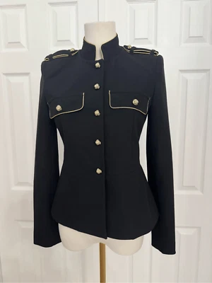 Chaqueta Express Mujer Negra Manga Larga Botón Frontal Estilo Militar Talla XS Foto 1 de 4