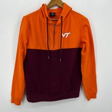Colosseum Hoodie Women's M Orange Virginia Tech Hokies NCAA 1/4 Zip