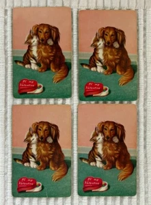 4 Vintage Playing Cards ~Tabby Kitten & Dachshund Dog ~To My Valentine Candy Box - Picture 1 of 2