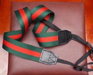 Luxury Green Red Stripe Neck Shoulder Camera Strap For Canon Sony Nikon Leica - Picture 1 of 6