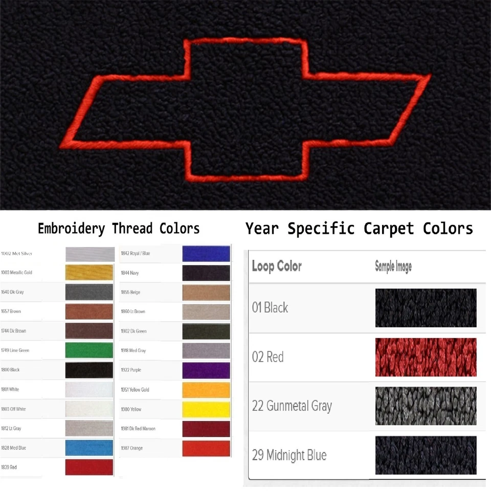 Tapetes de 2 piezas contorno de pajarita personalizados para camioneta Chevrolet ACC 1955-1958 Foto 1 de 4