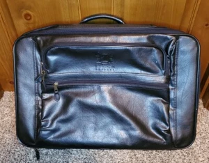 Vintage Kraft Pizza Company Suitcase Travel Bag Black Leather 22x15x6" - Picture 1 of 6