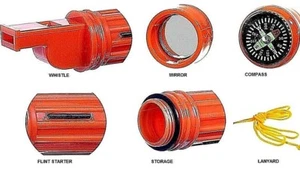Emergency Whistle 5 in 1 Survival Distress Flint Match Box Compas Mirror Safety - Picture 1 of 5