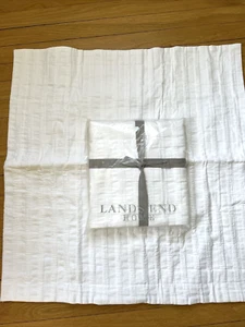 LANDS'  END EURO PILLOW SHAMS WHITE  New Ribbed Matelasse PAIR - Picture 1 of 6