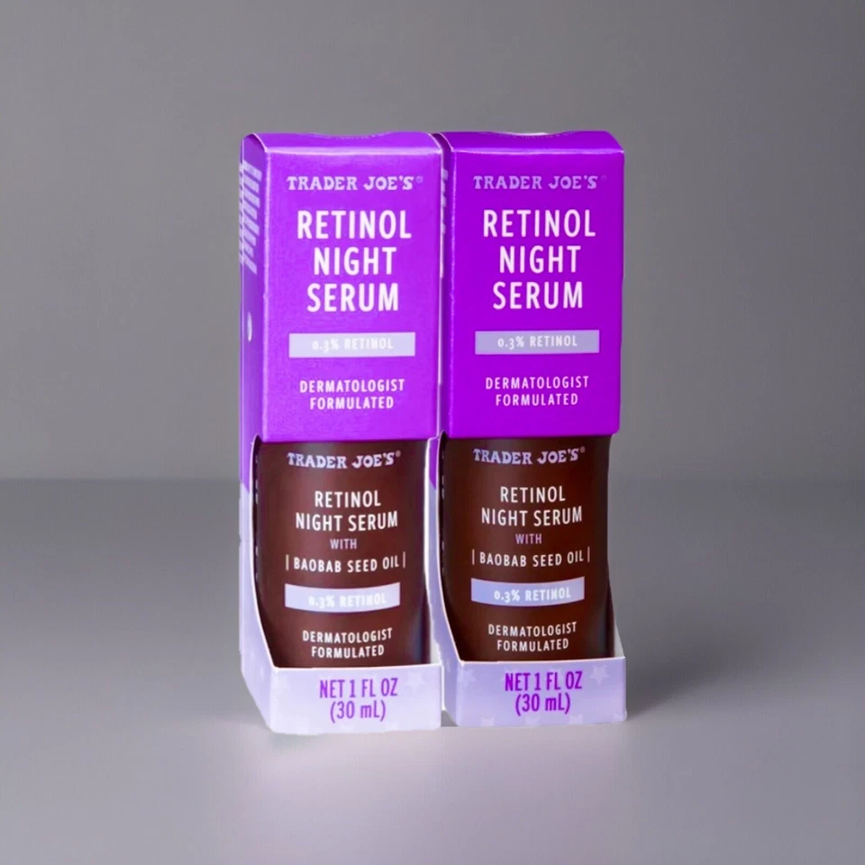 2 PACK Trader Joe’s 0.3% Retinol Night Serum with Baobab Seed Oil - 1 floz/30ml - Image 1 of 2