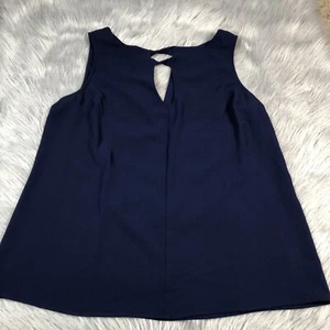 Modcloth Womens Navy Blue Polyester Cut Out Tank Top Sz Large - Picture 1 of 8