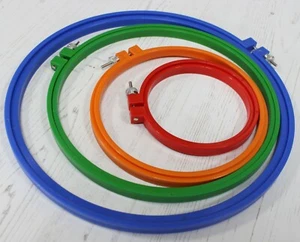 Plastic Embroidery Hoop Cross Stitch Craft Ring Pack of 4 Hoops 4, 6, 8, 10 inch - Picture 1 of 7