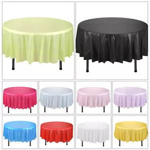 Plastic Table Cover Cloth Wipe Clean Party Tablecovers Cloths Round Disposable - Picture 1 of 57