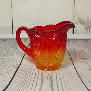 Wikinger Glas Amberina Milchkännchen rot orange gelb kleiner Sahnekrug Vintage - Bild 1 von 11
