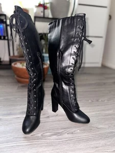 Knee High Faux Leather Women Boots Sz 8.5 WC - Picture 1 of 5