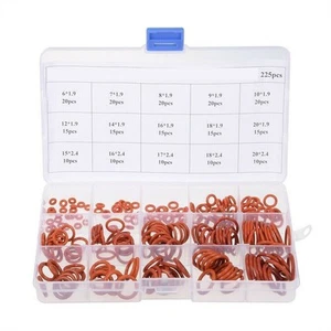 High Temperature Resistant Red Silicone O Ring Kit 225pcs Metric Assortment - Imagen 1 de 7