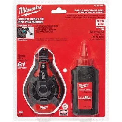 Milwaukee Tool 48-22-3986 100 Ft. Bold Line Chalk Reel, Red Chalk - Image 1 of 2