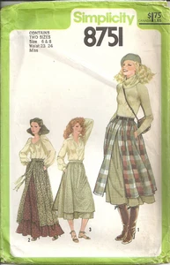 SIMPLICITY 8751 MISSES SZ 6-8 LAYERED SKIRTS IN TWO LENGTHS SEWING PATTERN©1975 - Picture 1 of 2