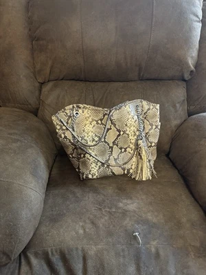 Michael Kors Cream & Brown Snake Print Bag And Matching Wallet - Image 1 of 4