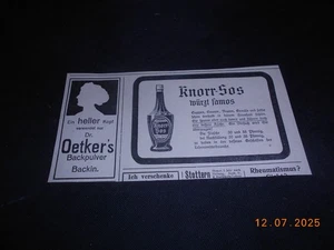 orig. Werbung Reklame Annonce Knorr Würze Flasche und Dr. Oetker ca. 1910 - Picture 1 of 1