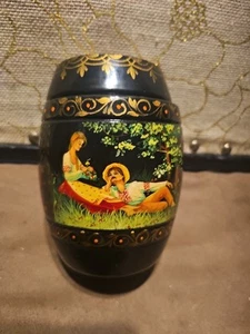 RARO FRASCO/CAJA MADERA 5" PINTADO A MANO RUSIA - Imagen 1 de 12