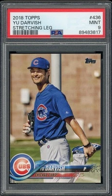Yu Darvish 2018 Topps #436 Stretching Leg Image Variation SSP PSA 9 Cubs RARE - Image 1 of 2