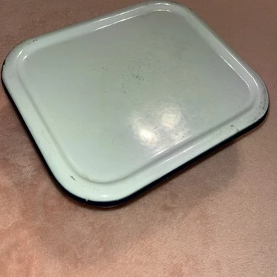 White Enamelware Pan with Lid Refrigerator Storage Crisper Box Rectangle Enamel - Image 1 of 4