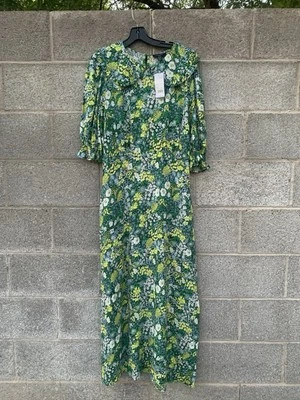 New Look Tall by Asos Maxi Dress Peter Pan Collared Puff Sleeve Floral Size 14 - Image 1 of 4