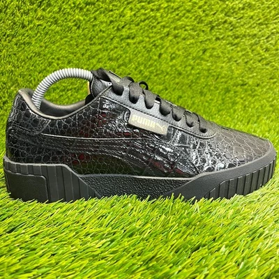 Puma Cali Croc Womens Size 9.5 Black Athletic Walking Leather Shoes Sneakers - Image 1 of 4