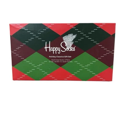 MEN'S HAPPY SOCKS GRAPHIC 3 PAIRS MULTI-COLOR CREW ART COTTON SOCKS SIZE 10-13 - Image 1 of 4