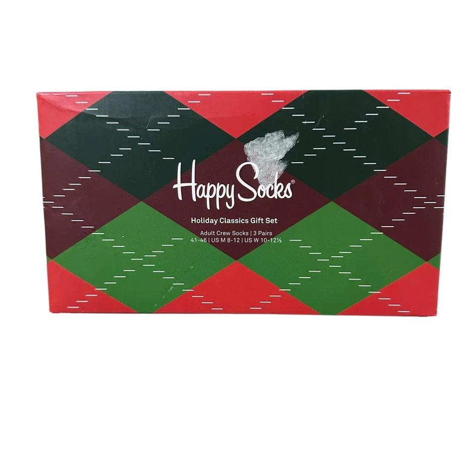 MEN'S HAPPY SOCKS GRAPHIC 3 PAIRS MULTI-COLOR CREW ART COTTON SOCKS SIZE 10-13 - Image 1 of 4