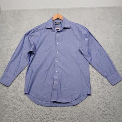 Saks Fifth Avenue Men's 16.5 32/33 Blue Slim Fit 100% Cotton Dress Shirt - Image 1 of 4
