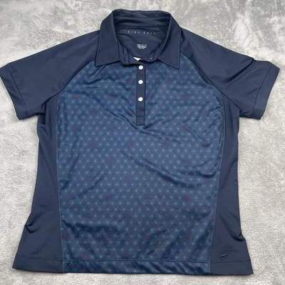 Camisa de golf Nike para mujer talla L calce Dri Drk azul estampado de ráfagas de sol panel lateral adelgazante Foto 1 de 4