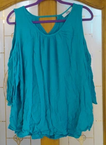 Vintage C&A cold shoulder jade top size large (20/22) - Picture 1 of 3