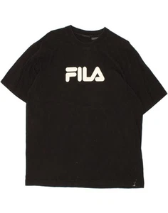 FILA Mens Graphic T-Shirt Top XL Black Cotton FZ08 - Picture 1 of 4