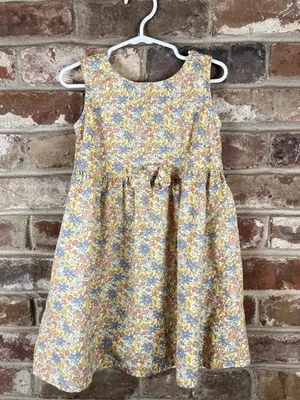 H&M 学步女孩花卉春夏连衣裙 100% 棉,4T 码 — 第 1/4 张图片